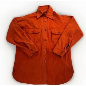 Mens Maine Guide Outerwear By Congress Orange Flannel Shirt Made In USA VTG Sz M
